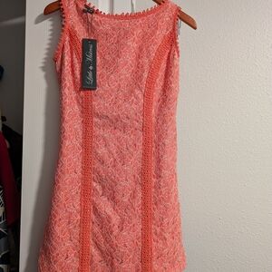 Little Mistress Coral Lace Mini Dress